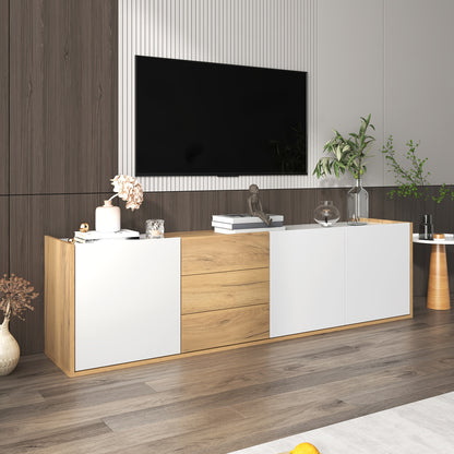 TV-meubel – TV-kast – Mediameubel – Entertainmentmeubel – Lowboard – Wit en Houtkleur – Wandmontage en Vrijstaand – Onderhoudsvriendelijk materiaal