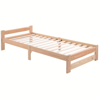 Eenpersoonsbed – Single Bed – Slaapbank – Logeerbed – Kinderbed – Bamboe Materiaal – Inclusief Hoofdeinde en Lattenbodem – Natuurlijke Houtkleur