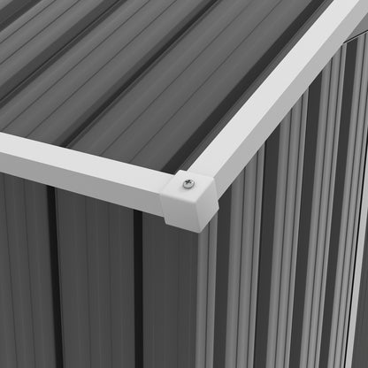 Metalen Tuinschuur – Tuinberging – Tuingereedschap Opslag – Tuinbox – Buitenopslag – 2,1 m² Ruimte – Ventilatie Met 4 Openingen – Dubbele Schuifdeuren Met Slot – Donkergrijs