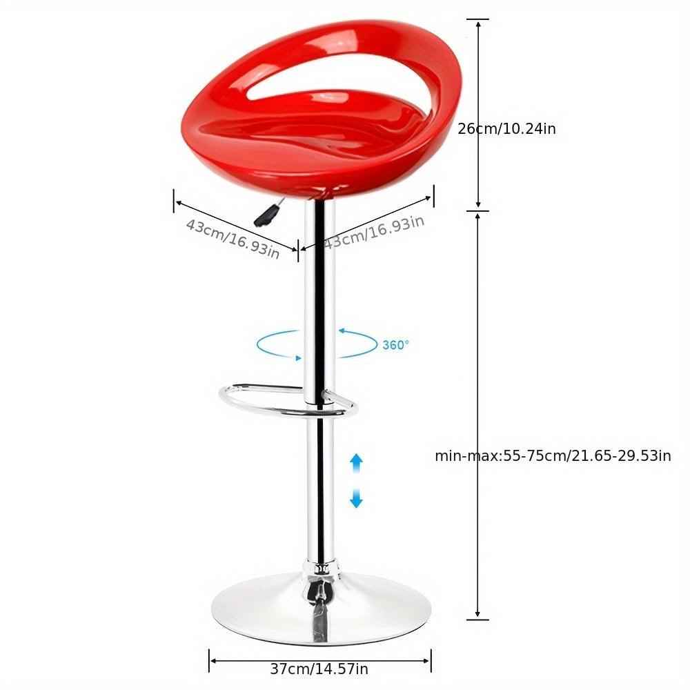 4-Pack Adjustable Swivel Bar Stools With Footrest | Chrome Metal Legs & Plastic Seats | Height-Adjustable Kitchen Counter Stools (No Backrest/Armrest) | 360° Rotation & Space-Saving Design For Small Spaces & Home Bars
