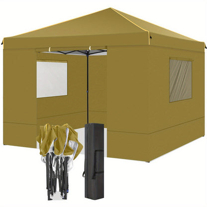 3.05x3.05meter Folding Outdoor Canopy, Professional with 4 Side Walls, Garden Tent Foldable, Stable, Quick to Set Up, Party Tent, Suitable for Outdoor Weddings, Camping, Commercial Activities, Outdoor Only