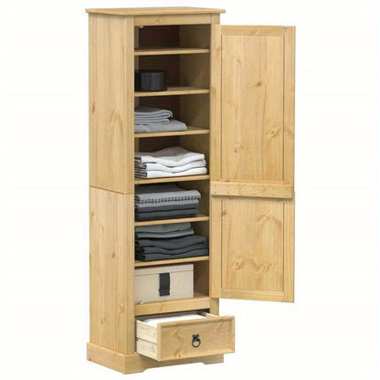 Linnenkast – Kledingkast – Garderobekast – Opbergkast – Vintage Kast – Massief Grenenhout – Compact Formaat 55x38x170 cm