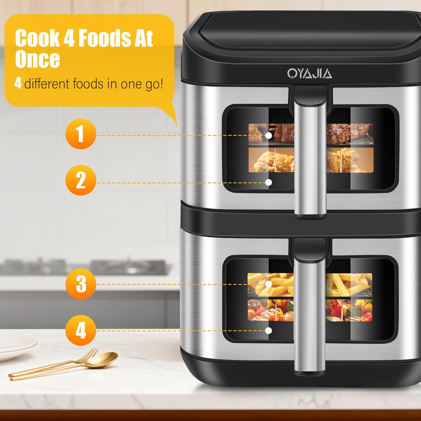 Heteluchtfriteuse – Airfryer – Friteuse – Luchtfriteuse – Digitale Oven – 11 Liter Capaciteit – Dubbele Mand met Cook & Sync Systeem