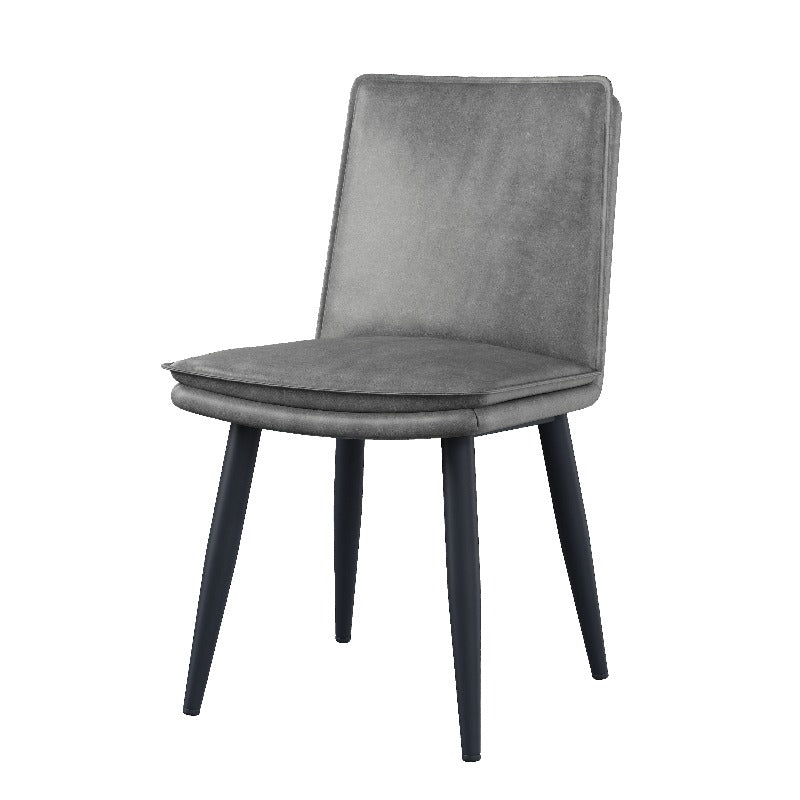 Eetkamer Stoel – Keukenstoel – Cafestoel – Restaurant Stoel – Moderne Zwarte PU Leren Zitting – Dubbel Gevloerde Kussen – Metalen Frame – Comfortabele Zitting