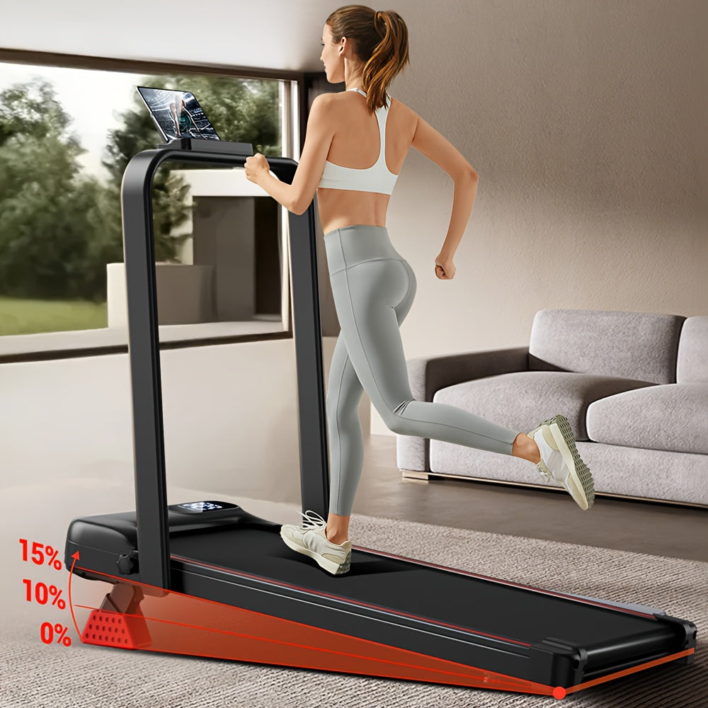 Loopband – Treadmill – Wandelloper – Joggingband – Fitnessapparaat – Inklapbaar Compact Model – 15% Verstelbare Helling & 2,5 PK Stille Motor – Zwart