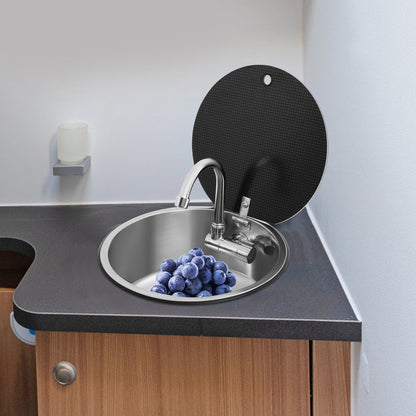 Spoelbak – Wasbak – Keukenspoelbak – Gootsteen – Inbouwspoelbak – RVS 304 Roestvrij Staal – Compact Rond 34 cm Met Inklapbare Kraan