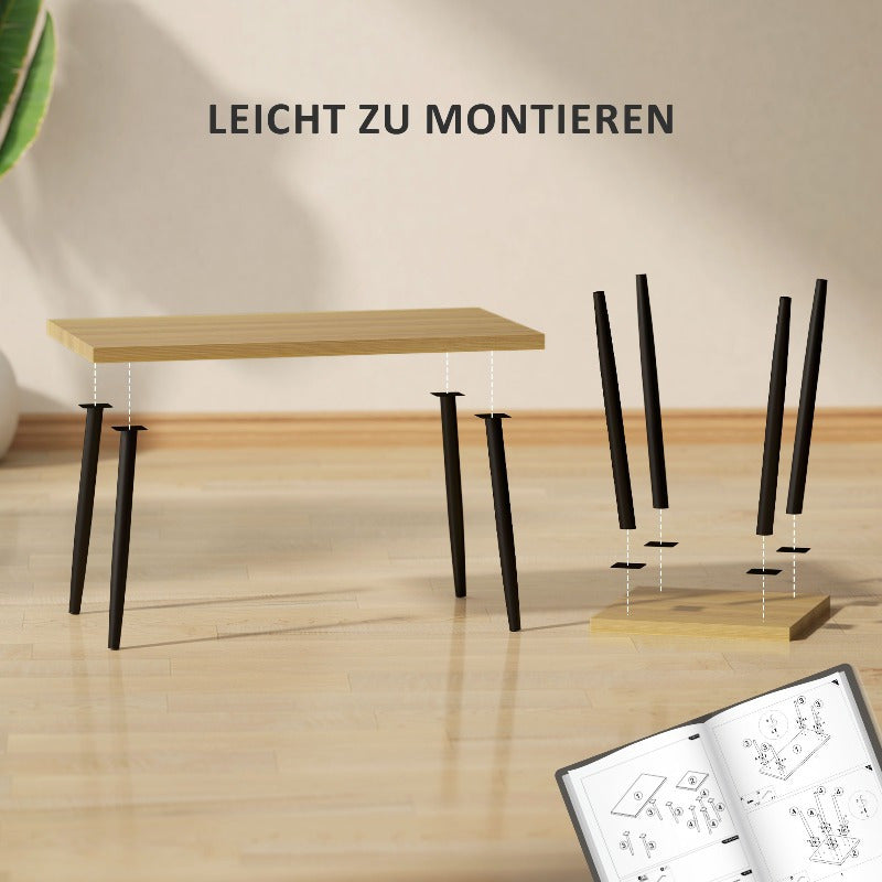 Salontafel Set – Bijzettafel – Lounge Tafel – Tafeltje – Zithoek Tafeltje – Verstelbare Hoogte – Stalen Frame Zwart