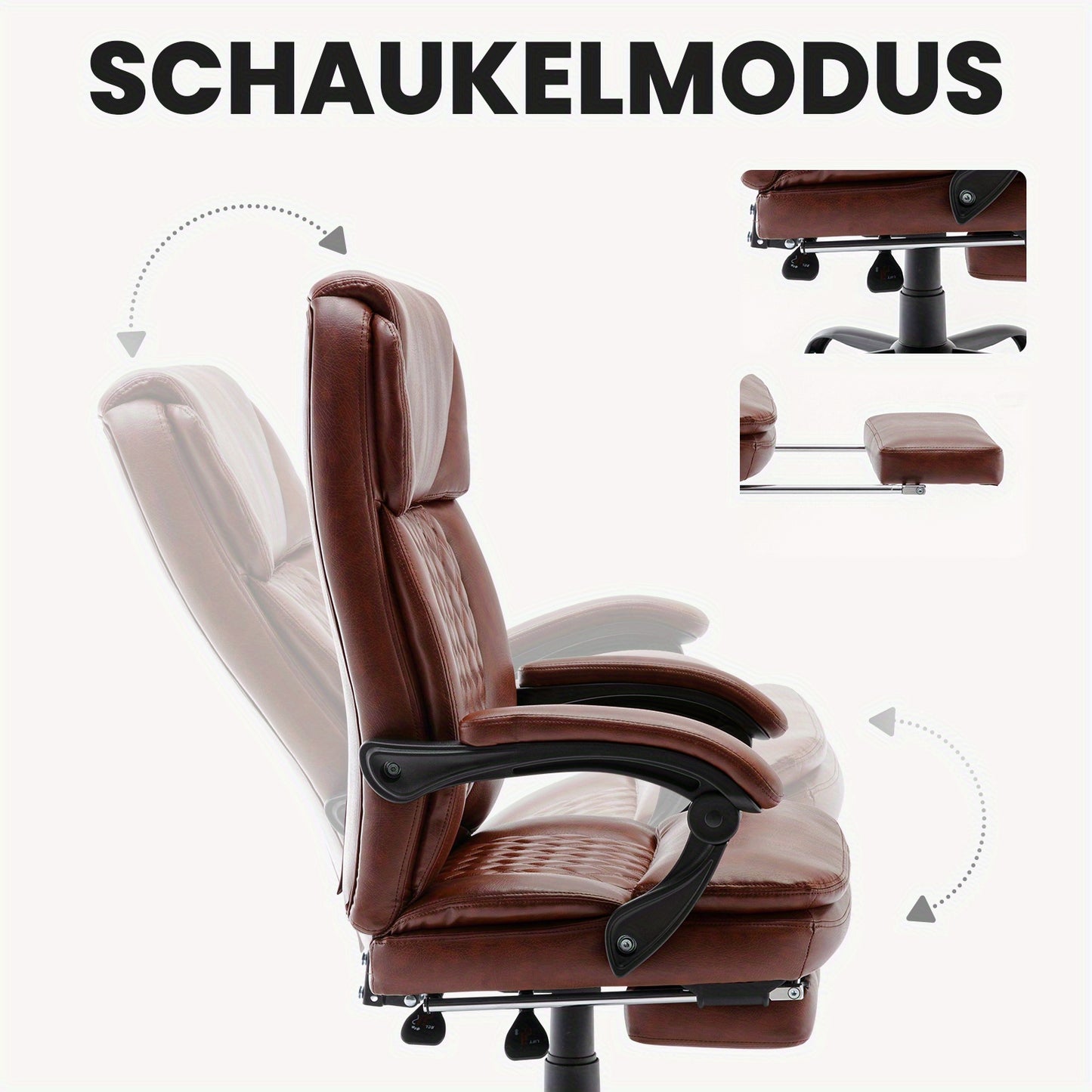 Ergonomische Bureaustoel – Bureaustoel Met Voetensteun – Kantoorstoel – Bureaustoel Met Hoge Rugleuning – Comfortstoel – Kunstleer – Memory Foam Zitting – 360° Draaibaar