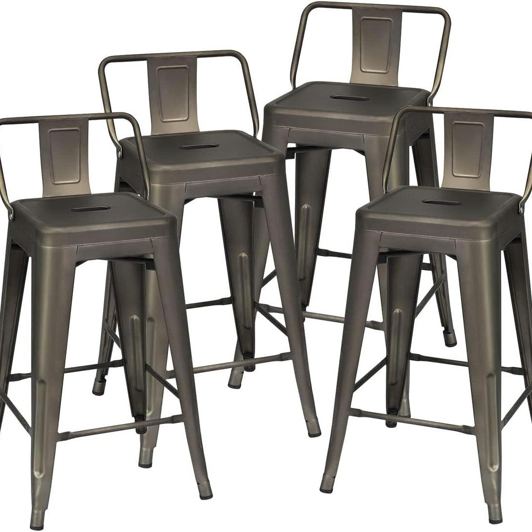 Eetkamerstoelen – Stoelen – Barkrukken – Restaurantstoelen – Metalen Stoelen – Verwijderbare Rugleuning – Max Belastbaarheid 150 kg – Zwarte Set van 4