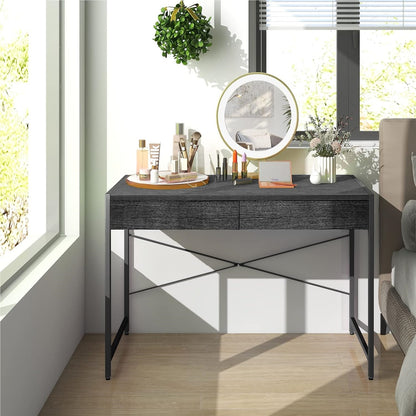 Bureau – Computerbureau – Bureautafel – Werkplek – Schrijftafel – Met 2 Lades – Industrieel Design – 112x48x76 cm – Metaal