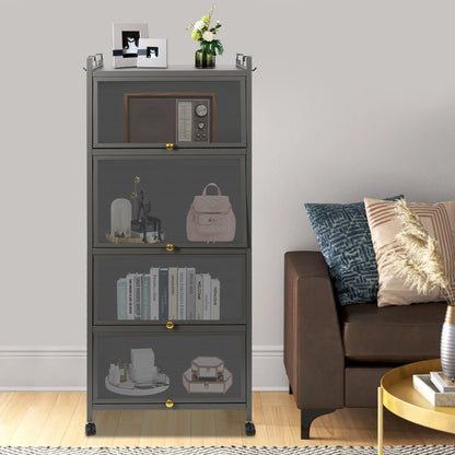 Opbergkast – Opbergrek – Stellingkast – Kast – Opbergmeubel – 5-laags – Carbonstaal & Kunststof – Extra Hoog Met Remwielen