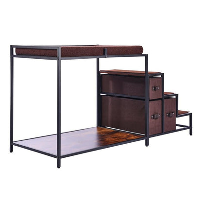 Multi-Functional Pet Bunk Bed with Window Seat, Dog Stairs & Sofa Bed - Sturdy Wood Furniture Suitable for Medium Dogs, Space-Saving Dog with Bunk Bed & Steps