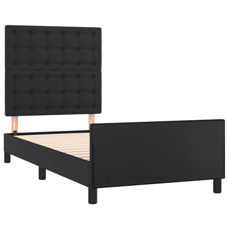 Bed Frame – Bed Frame Met Hoofdeinde – Eenpersoonsbed – Stalen Bedframe – Slaapbank Frame – Zwart – Stevig Ontwerp – 90x200 Cm Groot