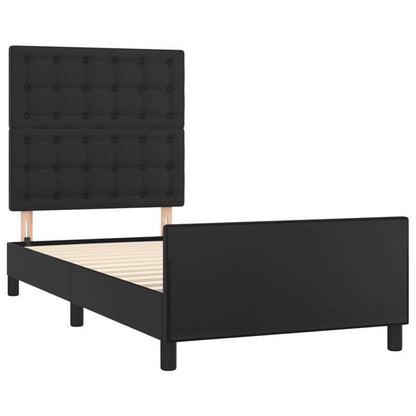 Bed Frame – Bed Frame Met Hoofdeinde – Eenpersoonsbed – Stalen Bedframe – Slaapbank Frame – Zwart – Stevig Ontwerp – 90x200 Cm Groot