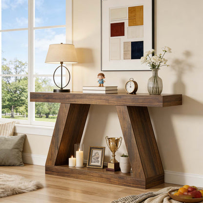 1pc 139.7cm Modern Rustic Farmhouse Console Table - Long Narrow Sofa Entryway Table with Storage Shelf, Space-Saving /Particleboard Suitable for Hallway, Living Room, Assembly, Spacious for Decorations (Table Only)
