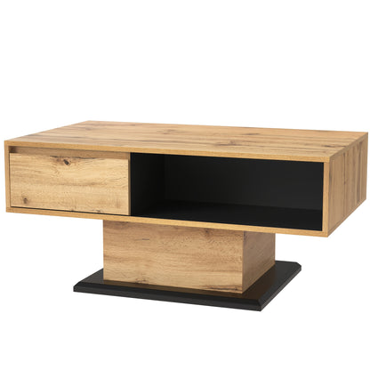 Salontafel – Koffietafel – Bijzettafel – Woonkamertafel – Tafel – Contemporaine Houteffect – Extra Brede Opbergruimte – Handgreeploze Lade