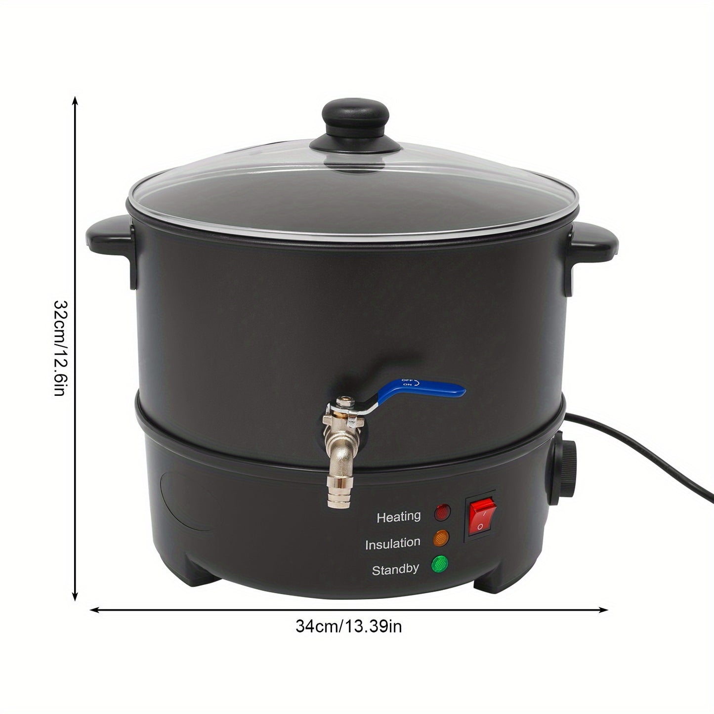 Waxsmeltpot – Wax Smelter – Kaars Gieter – Smeltkroes – Wax Smeltketel – Roestvrij Staal – 8 Liter Capaciteit – Temperatuurregeling 50-100°C – Zwart