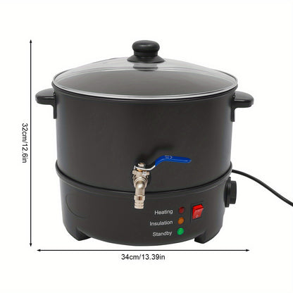 Waxsmeltpot – Wax Smelter – Kaars Gieter – Smeltkroes – Wax Smeltketel – Roestvrij Staal – 8 Liter Capaciteit – Temperatuurregeling 50-100°C – Zwart