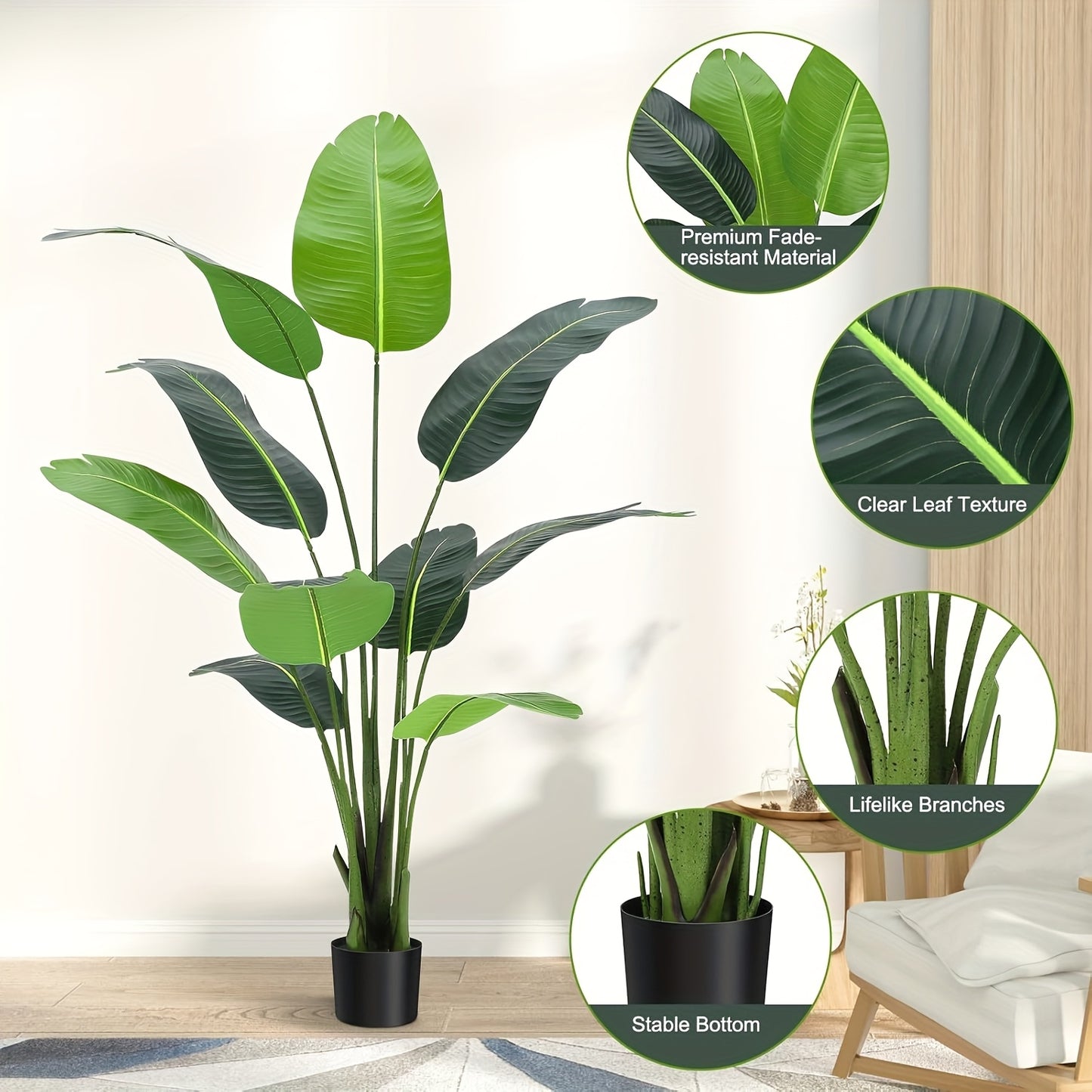 2-Pack Artificial Palm Tree Plant 121.92cm Realistic Fake Palm with 8 Trunk Options & Full Foliage - Heavy-Duty Low-Maintenance Indoor/Outdoor Fake Tree for home, Office, for housewarming Gift - Plant (No Pot Included) - Dura