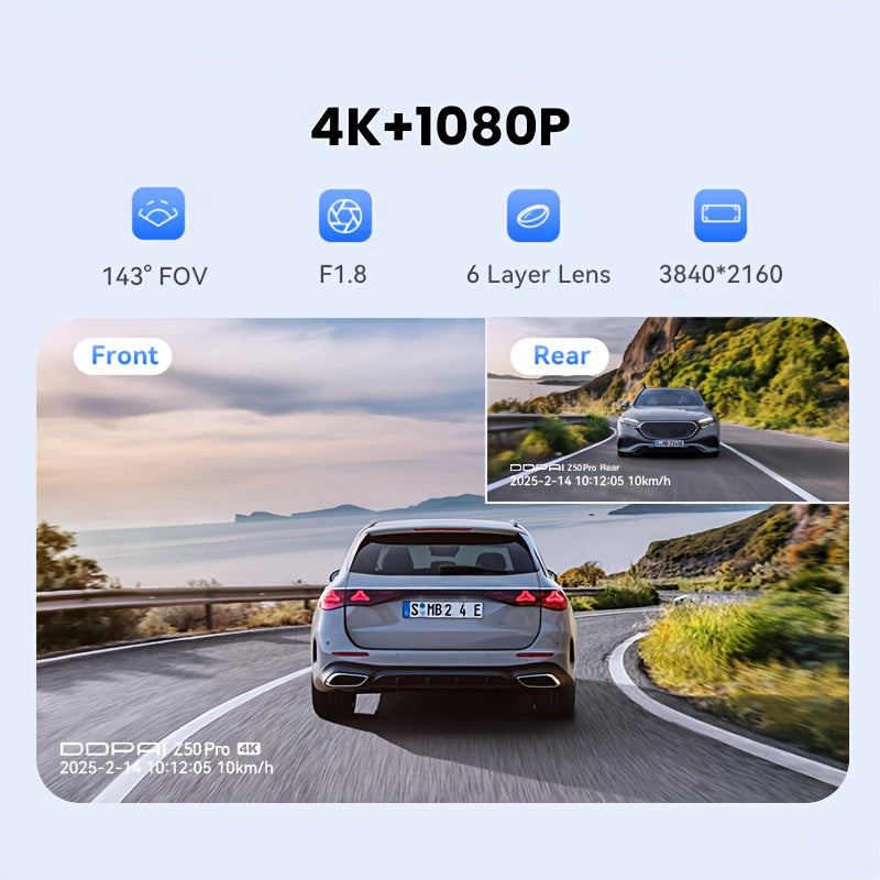 Dashcam – Auto Camera – Bewakingscamera – Videorecorder – Nachtzicht Camera – 24/7 Parkeermonitoring – WiFi Verbinding & G-Sensor – 128GB Geheugenkaart