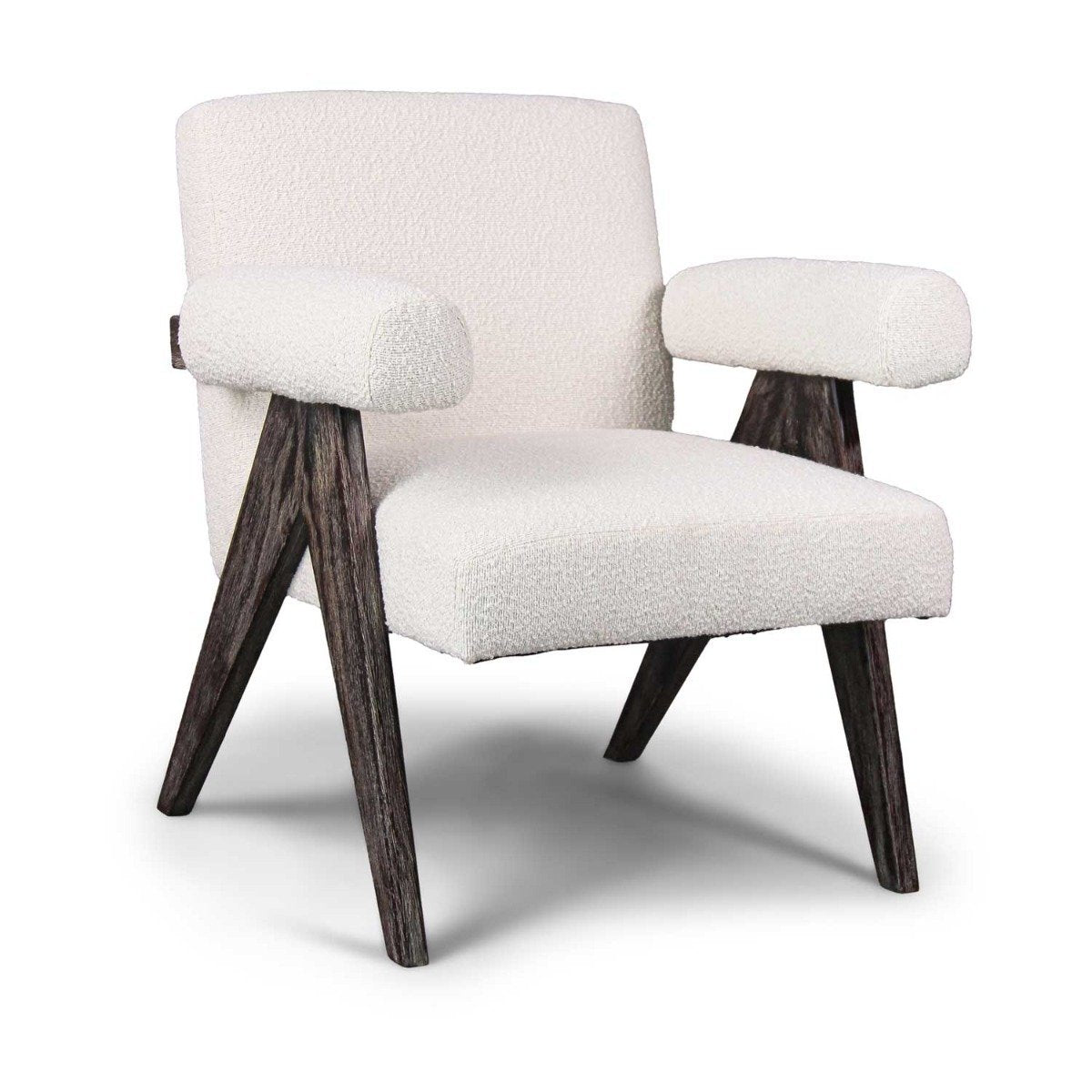 Fauteuil – Armstoel – Lounge Stoel – Relaxfauteuil – Leunstoel – Massief Parawood – Waterafstotende Bouclé Bekleding