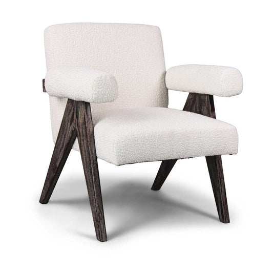 Fauteuil – Armstoel – Lounge Stoel – Relaxfauteuil – Leunstoel – Massief Parawood – Waterafstotende Bouclé Bekleding