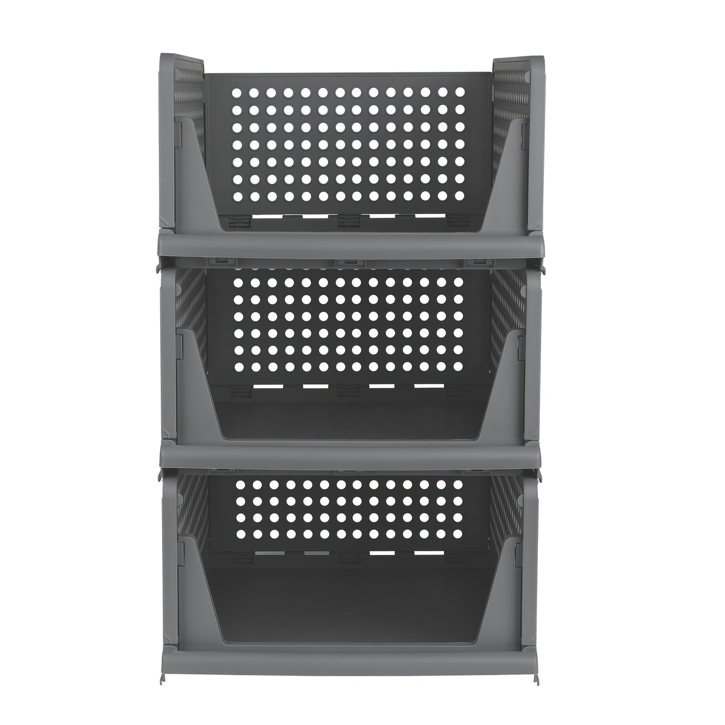 Opbergmanden – Opbergboxen – Opbergbakken – Kastmanden – Stapelbare Mand – Stevig Kunststof – Inklapbaar 18 cm Hoog – Set Van 3
