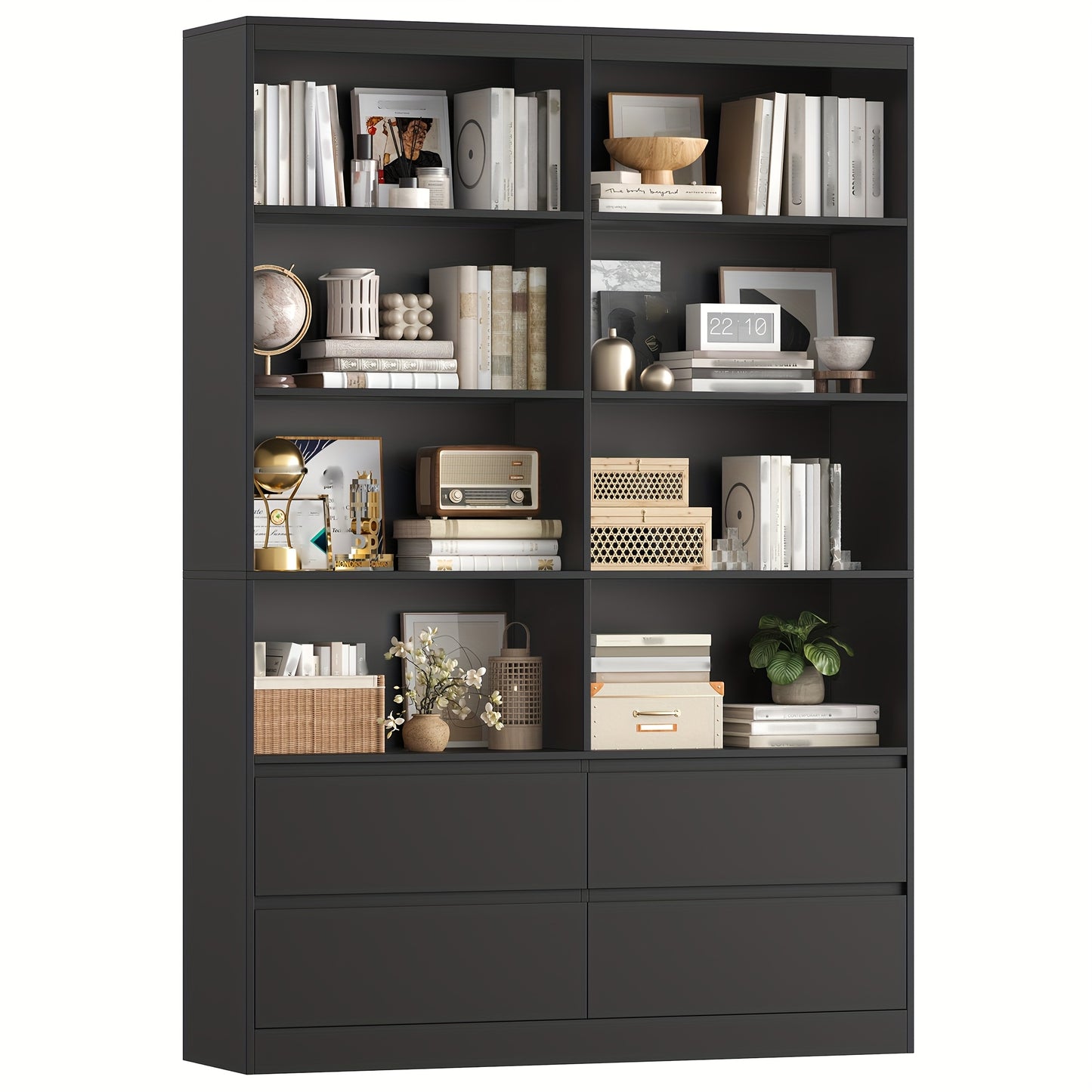 Boekenkast – Vakkenkast – Boekenrek – Opbergkast – Wandkast – Wit Houten Design – 6 Laags Met Lade – Compact & Stevig – Modern Mat Afgewerkt – 68,5 cm Hoog