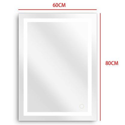 Badkamerspiegel – Wandscherm – Spiegelkast – Make-up Spiegel – Vergrotende Spiegel – Anti-Condens – 60x80 cm – Roestvrijstalen Frame