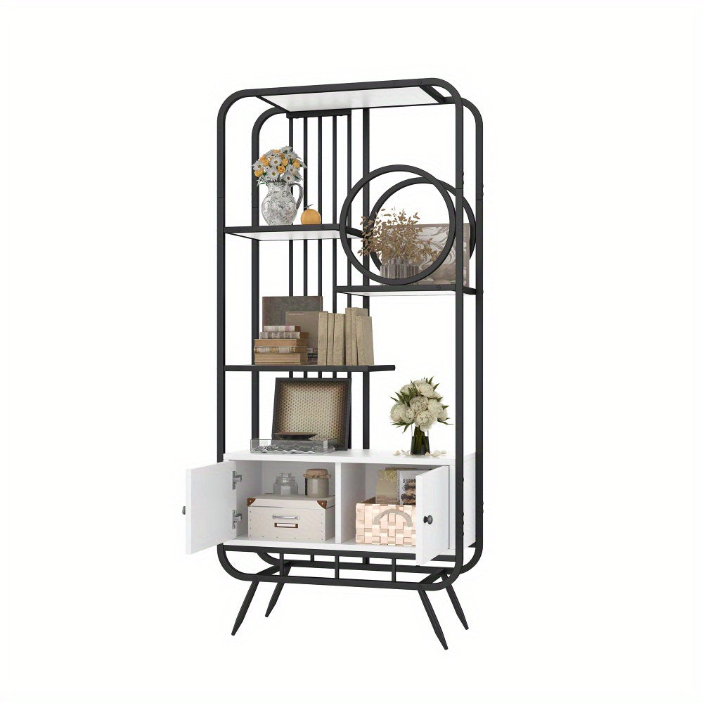 Metalen Kast – Opbergkast – Archiefkast – Draaideurkast – Kantoorkast – Wit/Zwart – 80x30x180 cm – Dubbele Deuren Met 3 Planken – Hoge Metalen Poten