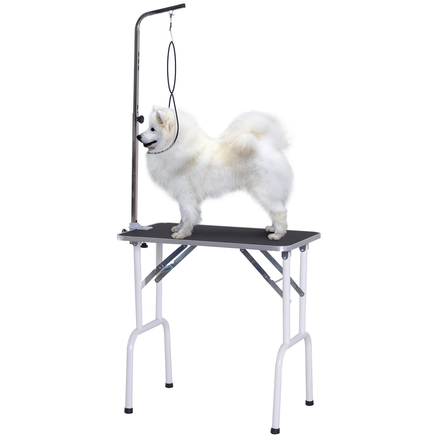 Trimsalon Tafel – Opvouwbare Verzorgingstafel – Grooming Table – Honden Tafel – Katten Tafel – Zwart – Stevige Metalen Constructie – Anti-slip Rubber Toplaag – 81 x 48,5 x 80 cm