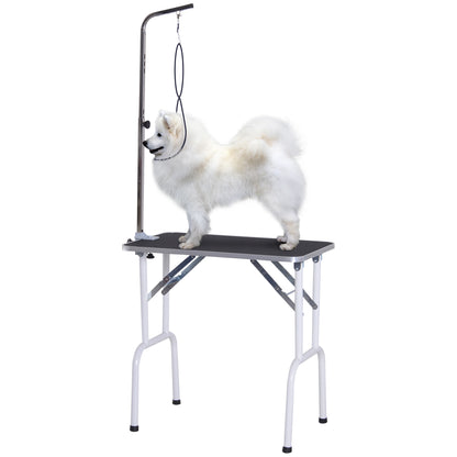 Trimsalon Tafel – Opvouwbare Verzorgingstafel – Grooming Table – Honden Tafel – Katten Tafel – Zwart – Stevige Metalen Constructie – Anti-slip Rubber Toplaag – 81 x 48,5 x 80 cm