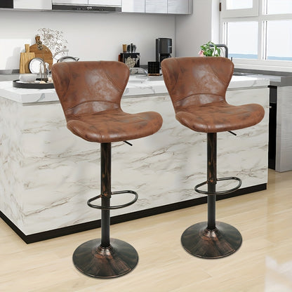 Set Of 2 Modern PU Leather Bar Stools - Kitchen Island And Counter Height Stools, Commercial Grade Bar Stools With Upholstered Seats And Easy Clean Design, Perfect For Home Bars, Cafe Style