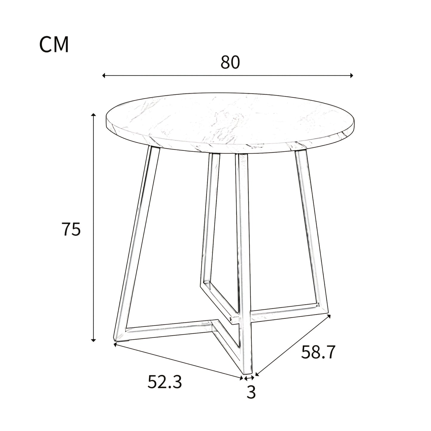 Ronde Eettafel – Eettafel Rond – Keukentafel – Tafel Voor Eetkamer – Witte Tafel – Uniek Geometrisch Onderstel – Duurzaam Niet-Hout Tafelblad
