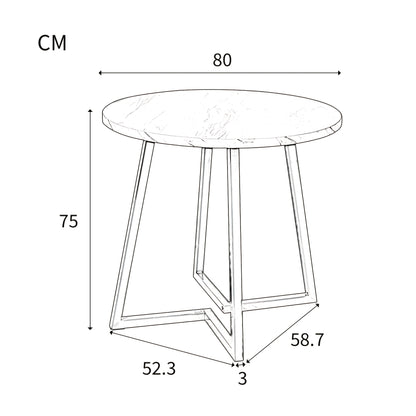 Ronde Eettafel – Eettafel Rond – Keukentafel – Tafel Voor Eetkamer – Witte Tafel – Uniek Geometrisch Onderstel – Duurzaam Niet-Hout Tafelblad