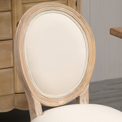 Eetkamerstoel – Keukenstoel – Stoel – Vintage Stoel – Set van 2 – Franse Stijl Met Ronde Rugleuning – Comfortabele Dikke Foam Zitting – Stevig Rubberwood Frame Met Verstelbare Anti-Slip Voetjes