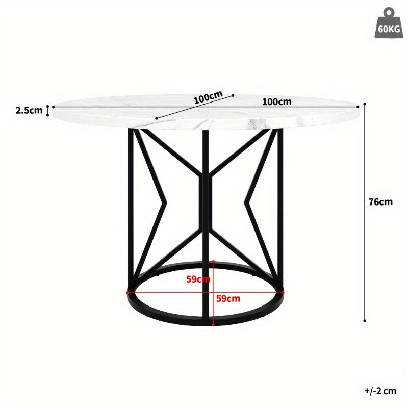 Eetkamer Set 5-delig – Ronde Tafel – Keuken Meubel – Diningset – Stoelen Set – MDF Wit Blad – Grijs Fluweel Bekleding
