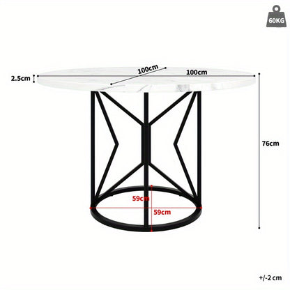 Eetkamer Set 5-delig – Ronde Tafel – Keuken Meubel – Diningset – Stoelen Set – MDF Wit Blad – Grijs Fluweel Bekleding