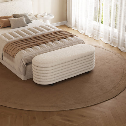 Witte Opberg Ottoman – Slaapkamer Kruk – Voetenbank – Schoenenkast – Opbergmeubel – 3,2 Kubieke Voet Ruimte – Zachte Gewatteerde Zitting