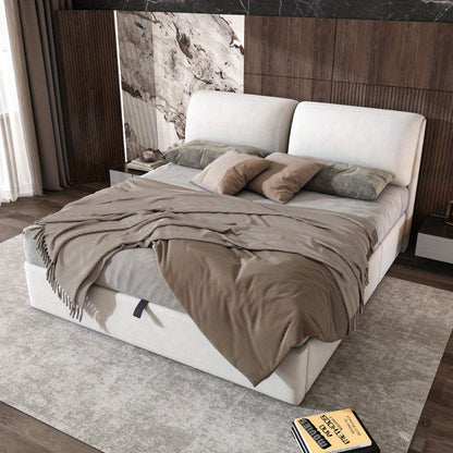 Opbergbed – Opbergbedframe – Hydraulisch Bed – Gestoffeerd Bed – Tweepersoonsbed – 180x200 cm – Beige Fluweel – Met Hoofdeinde & 3 Metalen Lades – Lattenbodem Zonder Matras