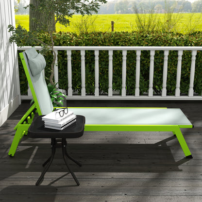 Ligbed – Ligstoel – Zonnebed – Relaxstoel – Tuinstoel – Aluminium Frame – Verstelbare Rugleuning Met Wielen – Textilene Groen