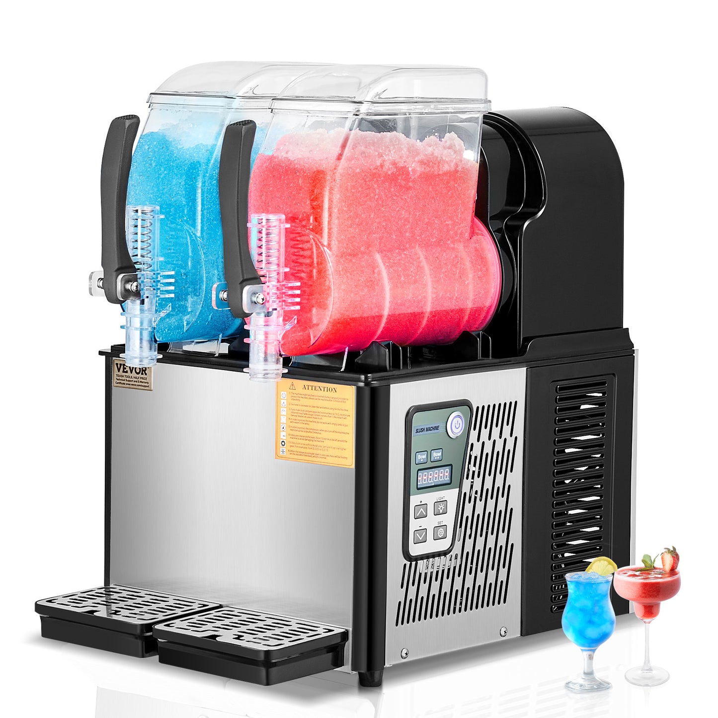 Slushmachine – Slush Puppie Machine – Slushmaker – Slushy Ijsmachine – 2x 4L Tanks – 15 Instelbare Temperatuurniveaus – Roestvrij Staal