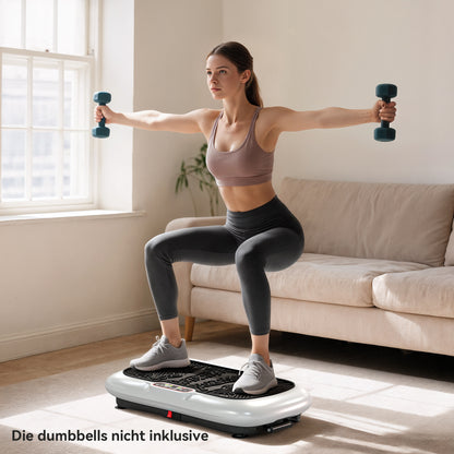 Vibratieplaat – Trillingsplaat – Balansbord – Fitnessplaat – Trainingsapparaat – 99 Instelbare Snelheidsniveaus – Inclusief 2 Fitnessbanden – Compact 73x40x13 cm – Wit/Zwart