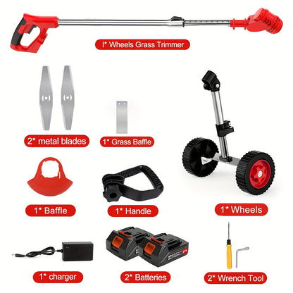 Draadloze Bosmaaier – Grasmaaier – Kantenmaaier – Struikkam – Trimmer – 850W Motor – 6000mAh Accu Met 2 Batterijen