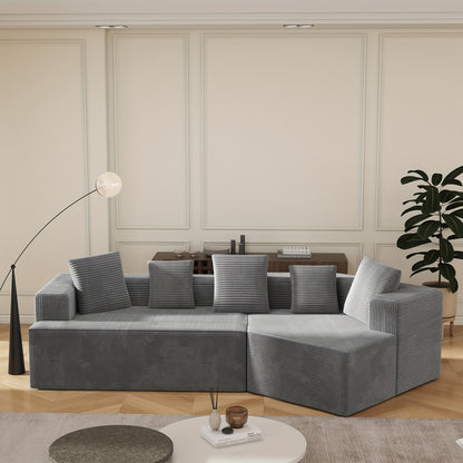 312cm (12.5" Wide) Modular Sectional Sofa - No Assembly Required, Fully Compressed Packaging, Plush Cushions & Sturdy Frame - Modern Living Room Couch for Apartments, Houses, Offices - Easy Delivery & Space-Saving Design - Bl