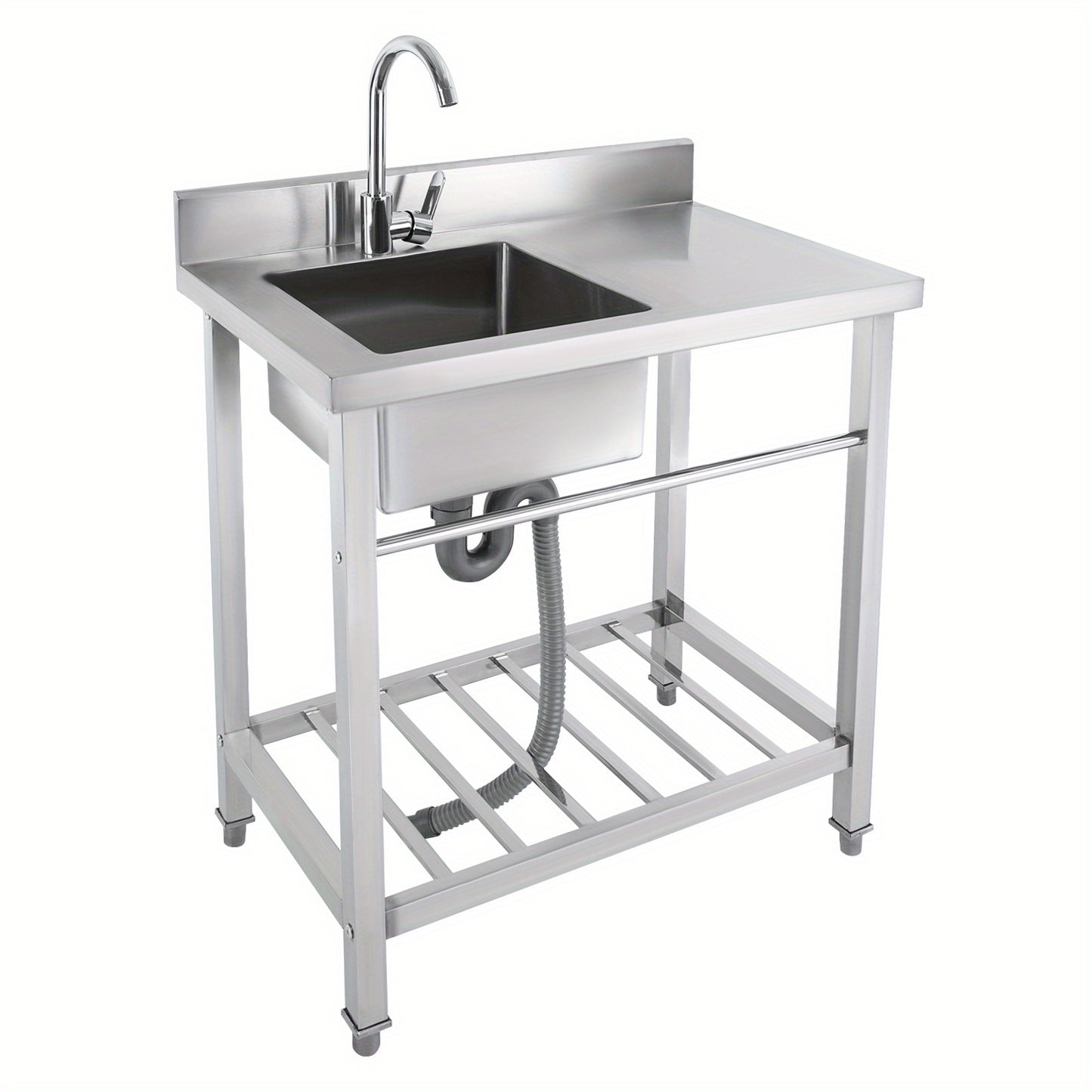 Vrijstaande Spoelbak RVS – Roestvrijstalen Wasbak – Keukenspoelbak – Tuinspoelbak – Afwasteil – 40x35x20 cm – 360° Draaibare Kraan