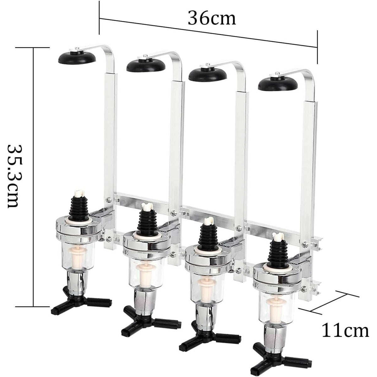 4-Bottle Wall-Mounted Beverage Dispenser (Bar Butler) - Heavy-Duty Aluminum Drink Dispenser with Spigot Tap, Space-Saving Countertop/Kitchen/Party Server System, Compatible with Soda, Juice, Water - Easy Install for Home Bars & Restaurants, Wine Dispenser