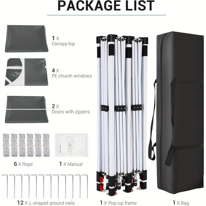 Partytent – Paviljoen – Vouwtent – Easy-Up Tent – Feesttent – Grijs – Waterdicht – Stevige Metaallegering