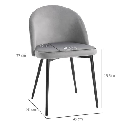 Eetkamerstoelen – Stoelen – Keukenstoelen – Dining Chairs – Design Stoelen – Set van 2 – Ergonomisch Comfort – Grijs Fluweel