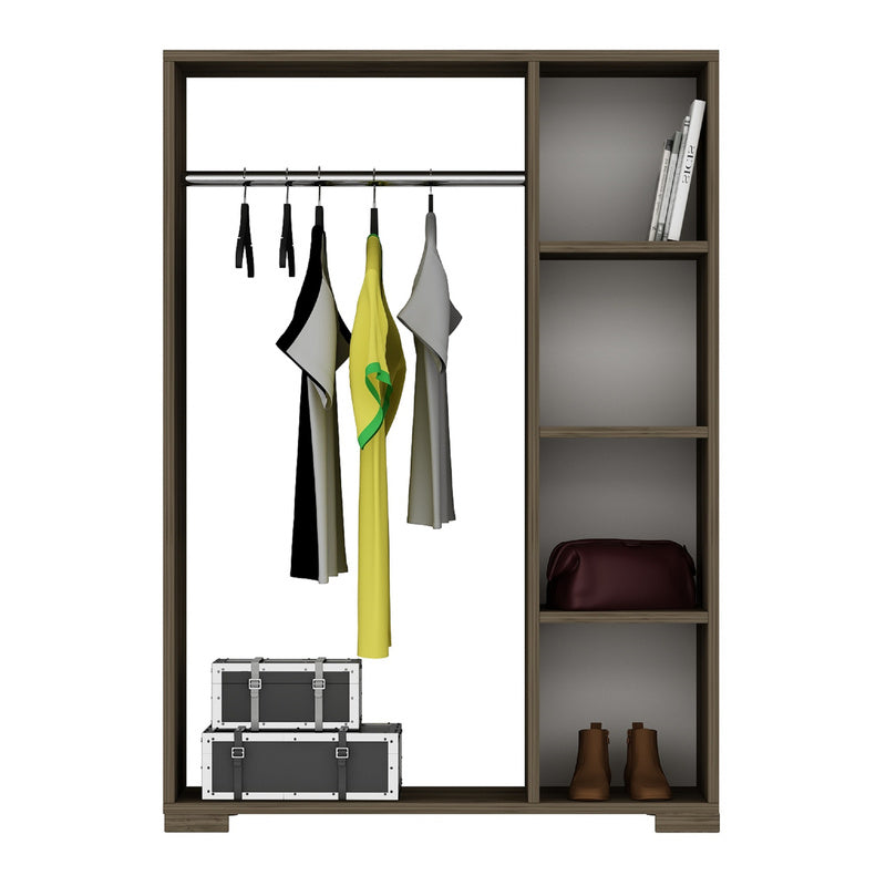 Kledingkast – Garderobekast – Kleerkast – Opbergkast – Dichte Kast – Antraciet – Compact 126x90x30 cm – Stevig Spaanplaat met Kledingstang